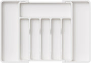 Silverware Drawer Organizer, Expandable Utensil Tray for Kitchen, BPA Free Flatware and Cutlery Holder, Adjustable Plastic Storage for Spoons Forks Knives, Large, Black - White 1