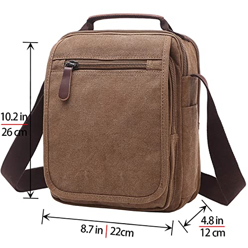 MAKINGTEC Men's Multifunctional Canvas Shoulder Bag, Handbag Multi-Pockets Business Messenger Bags, Outdoor Sports Over Shoulder Crossbody Side Bag