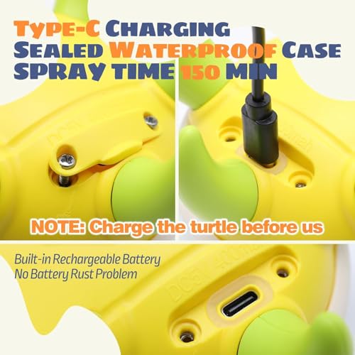 AM ANNA Baby Bath Toys, Turtles Bath Toy One-Touch Water Spray Button with 5 Rings,Rechargeable Bath Toys for Kids,Interactive Swimming Toys, Waterproof Water Toys for Babies