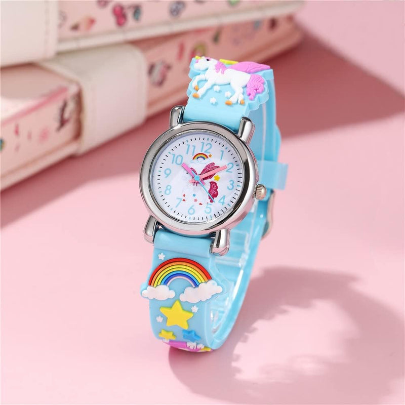 Kids Watches Girl Watches Ages 3-12 Sports Waterproof 3D Cute Cartoon Digital 7 Color Lights Wrist Watch for Kids