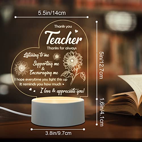 Afterprints Teacher Gifts - Engraved Night Light, Teacher Appreciation Gifts for Women on Teacher's Day Birthday Retirement Farewell Christmas, Thank You Gifts for Teachers from Student