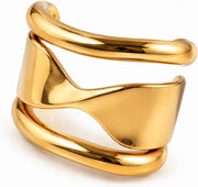 Spring Chunky Gold Bangle Bracelets, Trendy Wide Wrist Cuff Bracelet, Stackable Statement Bangles, Wedding Party Travel, Fashion Jewelry Set for Women and Girls