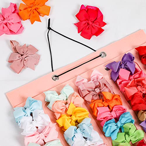 CLYMENE Hair Bows Organizer for Girls, Hair Clip Bows Holder Organizer with 27 Ribbons Large Capacity Storage, Girl Bows Hanger Hair Accessories for Room Wall Door Decor