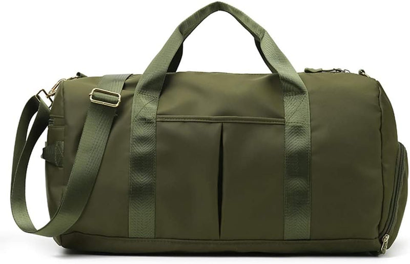 KARRESLY Travel Sports Gym Bag for Women or Men with Wet Pocket and Shoes Compartment for Training Swim Yoga(Black), Black, free size - ArmyGreen