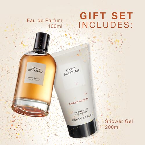 David Beckham Amber Breeze Eau de Parfum and Shower Gel Gift Set for Men, Ambery Aromatic Fragrance, 100ml (3.3oz), 150ml (5oz)