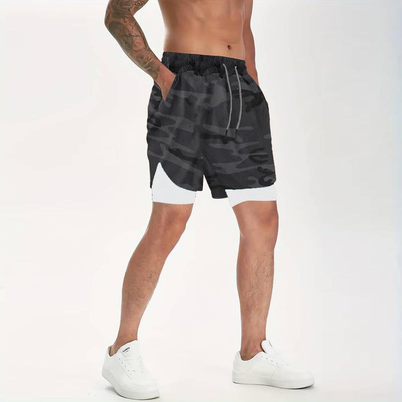 VITION Gym Shorts for Men, Men's Activewear Running Shorts,Drawstring Gym Shorts Men, 2 Layer Loose Athletic Shorts with 4 Pockets