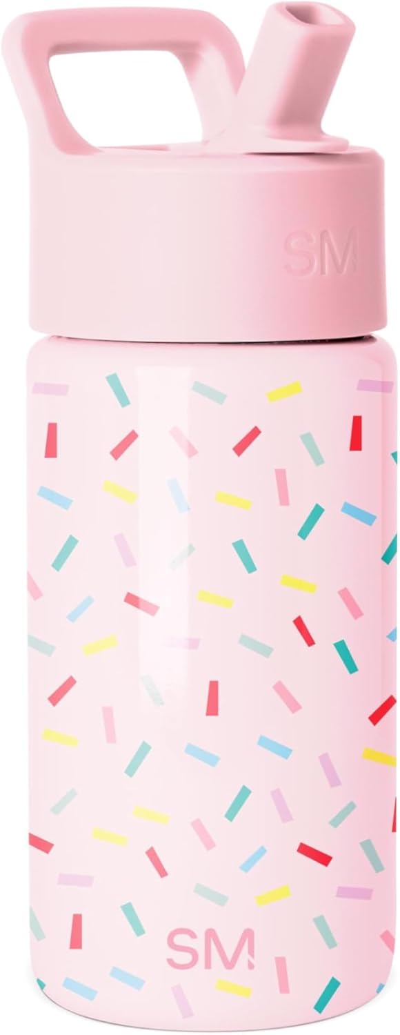 Kids Summit Water Bottle with Straw Lid 18oz Stainless Steel Cup Insulated Tumbler for Toddlers, School Confetti - 414 ml Confetti