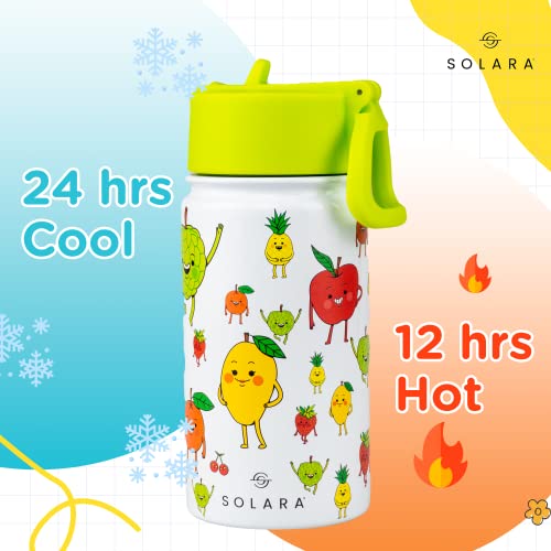 SOLARA Water Bottle for Kids 450ml, Kids Water Bottle, Sipper Bottle for Kids, Thermosteel Kids Bottle, Stainless Steel Water Bottle for Kids, Straw Bottle for Kids, Fruit