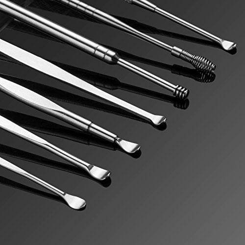Geengle 8 Pcs Ear Pick Earwax Removal Kit, Ear Cleansing Tool Set, Ear Curette Ear Wax Remover Tool with a Cleaning Brush and Storage Box