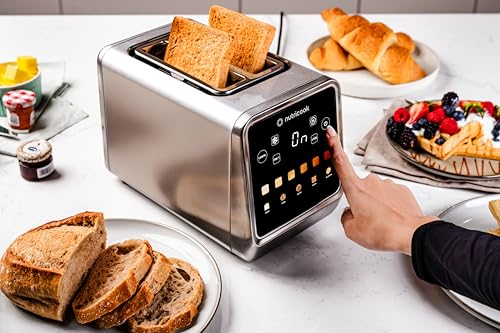 Nutricook 2 Slice Smart Toaster with Touch Screen, all in one for Bread, Bagel, Waffle, Pastry and English Muffin, reheat, Defrost & Favorite button, Stainless Steel,850W, 2 yrs warranty,NC-TS201