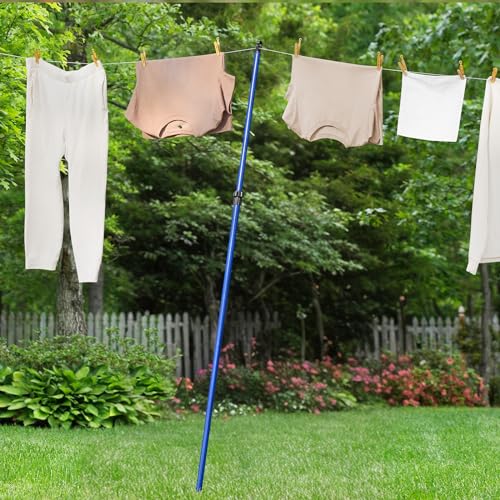Vivo Technologies Telescopic Washing Line Prop Pole Clothesline Heavy Duty Home Garden Washing Line Dry Clothes Drying Airer Support Extenedable to 2.2M