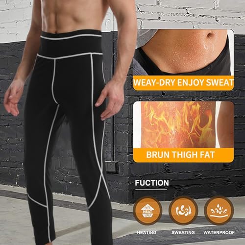 Men's High Waist Sauna Leggings, Compression Slimming Pants, Heat Trapping with Pocket