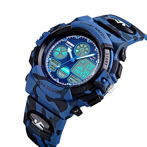 Morelian 1163 Watches Kids Outdoor Sports Children Watch Digital Quartz Wristwatch for Boys Girls Watches with PU Strap Band Alarm LED Luminous Waterproof Date Shock Resistance Wearable Accessories