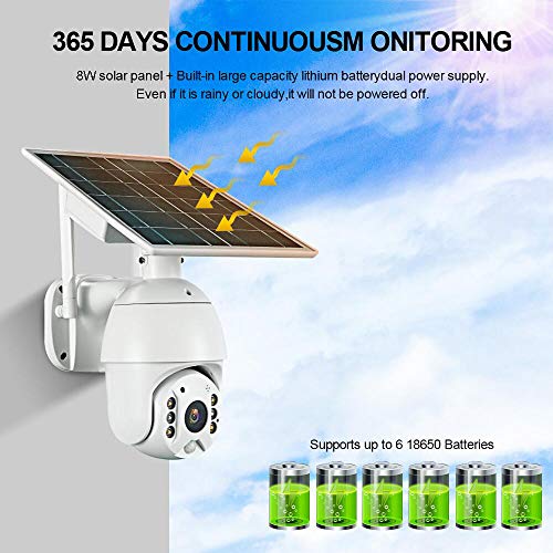 ALPTOP 100% Wire-Free Wireless Rechargeable Battery Solar Powered Outdoor 1080P Pan Tilt WiFi Security Camera PIR Motion Recording Two-Way Audio IP65 Weatherproof Night Vision Built-in SD Slot