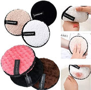 3 pcs Makeup Remover Pads Reusable Soft Facial Cleaning Puffs Washable Make Up Removing Cloth Microfiber Towel (Black, Pink, White) - Black, Pink, White