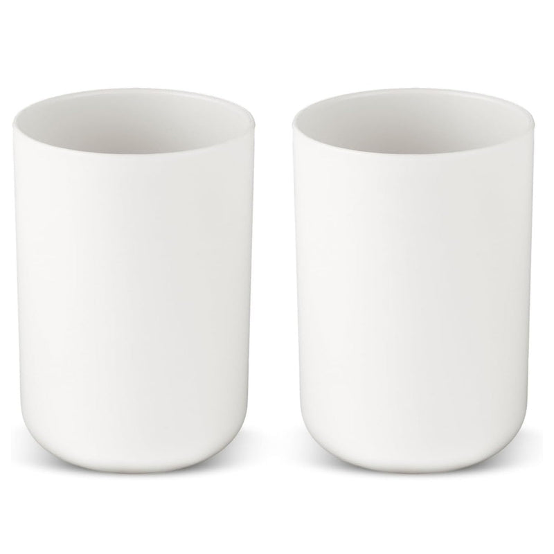 Toothbrush Tumbler Cup, 2 Pcs 300ml/10oz White Reusable Toothpaste Toothbrush Holder Cups for Home Bathroom Kitchen Travel Camping, Plastic Mouthwash Mug Set for Women Men, 10.3x7.2 cm/4.05x2.83 inch