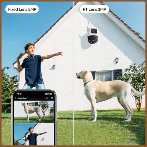 Imou 5K Outdoor Camera Wireless Outdoor Cameras, Dual-Lens Cam Outdoor Monitor, Camera for Home, Security Cameras Outdoor, Wireless Camera, 3MP Fixed Lens& 5MP PT, Cruiser Dual 8MP, Works with Alexa