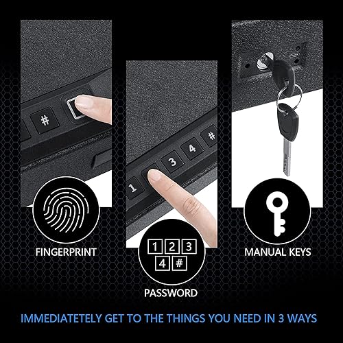 VIOLK Portable Pistol Biometric Safe, Gun Safe for Pistols, Quick-Access Pistol Safe Firearm Safety Device with Fingerprint Lock or Key Pad, Smart Handgun Safe for Weapons, Cash, and Jewelry