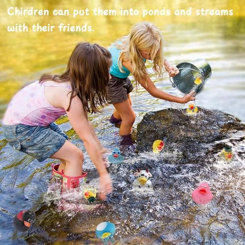 AM ANNA 24 Pcs Rubber Ducks Bath Toy for Kids, Random Assortment Ducks Bulk Mini Rubber Duckies for Toddler Baby Bath Toys, Kids Bath Pool Toys Birthday Gifts Party Favors