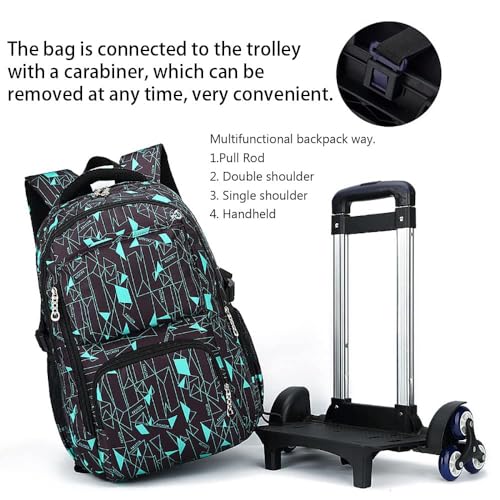 Boys Rolling Backpacks Fashion Printed Girls Wheeled Luggage Bags Kids Trolley School Bags Large Capacity for School Students Bookbag