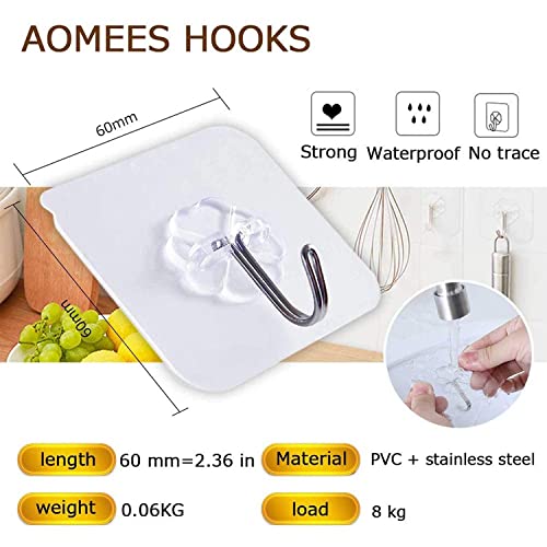 Sky-Touch Adhesive Hooks Heavy Duty Wall Hooks 20Pack 8Kg Max, Self Adhesive Hook