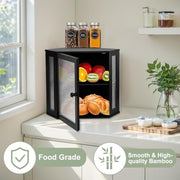 NewEle Extra Large Corner Bread Box - Bamboo Bread Box for Kitchen Countertops, Large Capacity Kitchen Bread Storage and Organizer with Corrugated Acrylic Wavy Window (Black)