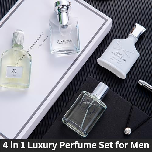 Perfume Gift Set for Men, 4 Pcs Perfume Set Gift For Him 4x25 ML Long Lasting Fresh Fragrance Perfume Set For Men Birthday Gift To Boyfriend, Luxury Parfums For Man Gift Set Box, Eau De Parfum For Men