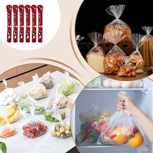 Bag Clips | 6X Food Clips for Bags,Non-Slip Measurement Markings Sealing Storage Fresh-Keeping Reusable Resealing for Snack Home Organization Pantry Workshop