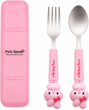 Stainless Steel Cutlery Set for Lunch Box Cutlery Set with Case Pink Fork and Spoon Set