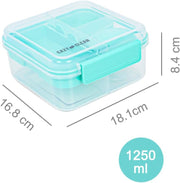 3/4/5 Compartment Convertible 1250ml Bento Lunch Box with 150ml Gravy Bowl - Green