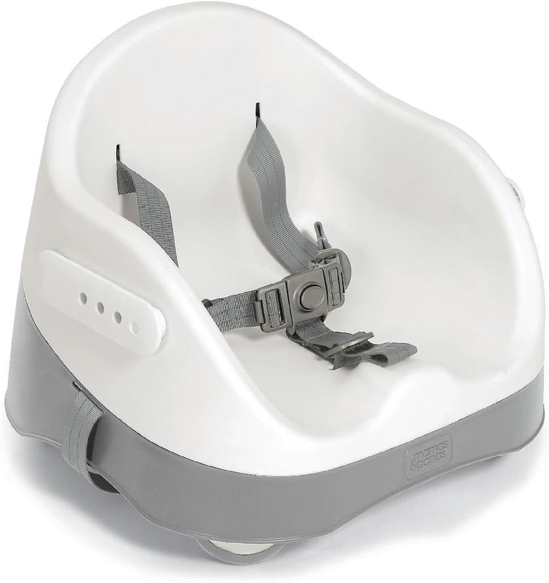 Mamas & Papas Baby Bud Booster Seat for Dining, Detachable Tray, Harness, Adjustable Seat and Non-Slip Feet, Pebble Grey