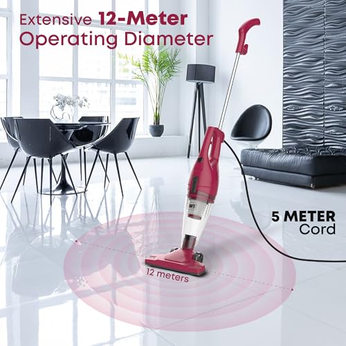 WB West Bayou 2-in-1 Handheld Stick Vacuum Cleaner - Lightweight, Powerful 600W Motor, 17000Pa Suction, 5M Long Cord, 0.8L Large Capacity, Central Filtration System for Home, Car, Kitchen