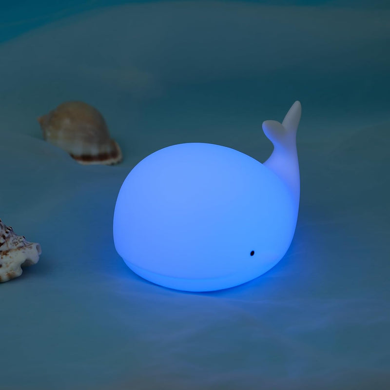 ZKLiLi Night Light for Kids, Dumpling Light Silicone Nursery Cute Lamp, Battery Powered LED Nightlight with 7-Color for Baby Teen Girls and Boys Bedrooms, Birthday Gift - Waterdrop - Whale
