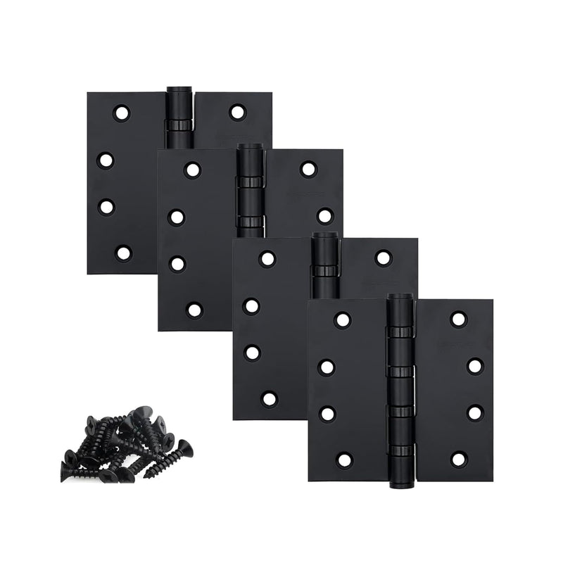 KSDCMRS Stainless Steel Door Hinge Ball Bearing NRP, Heavy Duty Inner and Outer Door Hardware for Left and Right Doors, 4" (101mm) x 4" (101mm) Door Hinge, Door Hinge 4 Pack (Black)