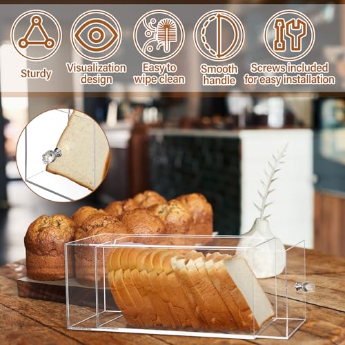 RimCereal Clear Bread Box Acrylic Bread Storage Container Display for Homemade Storage Bin for Kitchen Countertop, Muffins, Rolls Cake Food Party