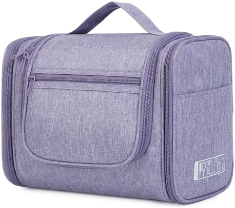 WANDF Large Hanging Toiletry Bag Travel Cosmetic Makeup Organizer Water-Resistant Shower Bathroom Bag for Women and Men (Dark Pink)