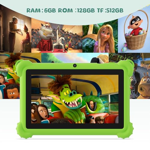 C idea 7 inch Kids Tablet,Android 12 Tablets for Kids,6GB RAM? ROM,Smart Tablet PC for Gift,CM88 (Green)