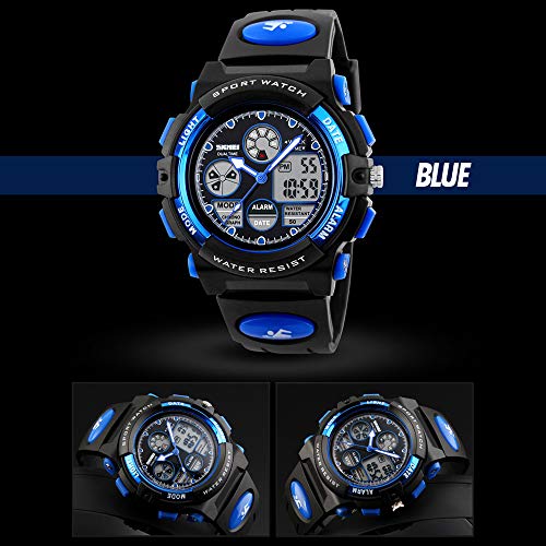 Morelian 1163 Watches Kids Outdoor Sports Children Watch Digital Quartz Wristwatch for Boys Girls Watches with PU Strap Band Alarm LED Luminous Waterproof Date Shock Resistance Wearable Accessories