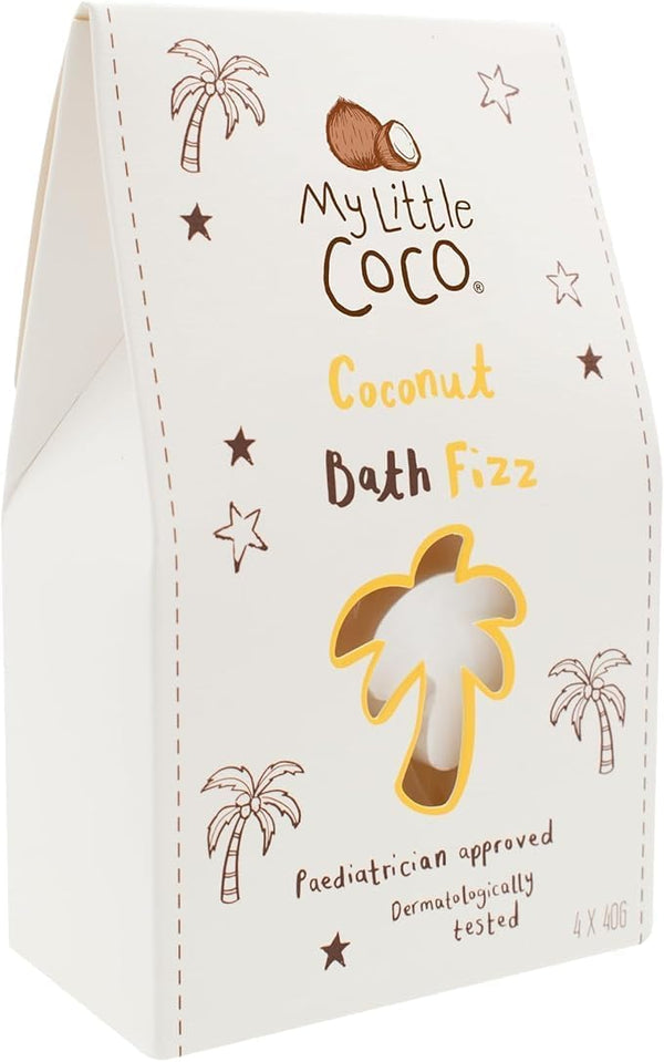 My Little Coco Bath Fizzers Bath Bombs for Kids & Babies Gentle Coconut Scented Fizzers Nourishing with Organic Coconut Oil Baby Bath & Body Product - 4 x 40g