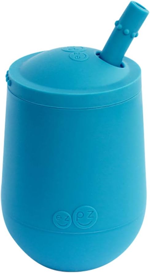 ez pz Ezpz Mini Cup + Straw Training System (Blush) - 100% Silicone Training Cup For Infants + Toddlers - Designed By A Pediatric Feeding Specialist - 9 Months+
