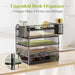 5Tray Desk Organizer with Drawer,Mesh Paper Letter Tray Organizer with Handleand 2Pen Holder,Desktop File Organizer and Storage Office Organization Metal Paper Tray for Letter/A4 Office File Folder