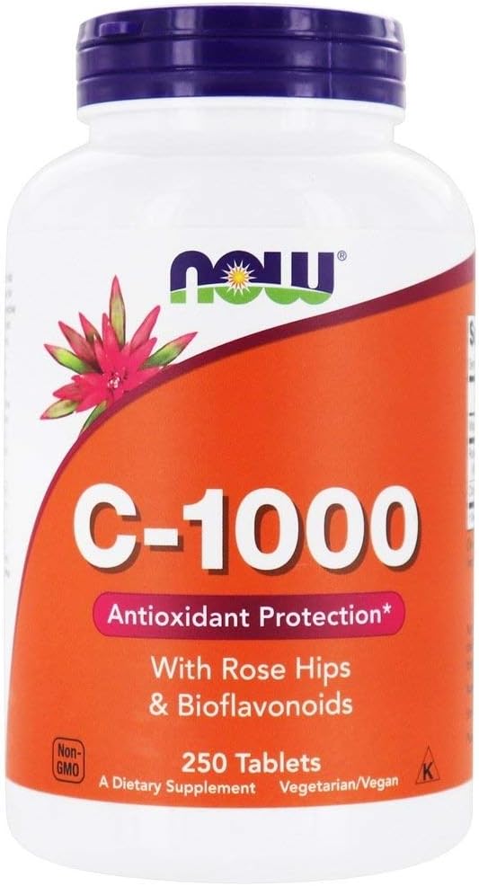 Foods Vitamin C-1000 with Rose Hips & Bioflavonoids Immune Support & Antioxidant Protection & Collagen Formation & Overall Wellness 250 Tablets