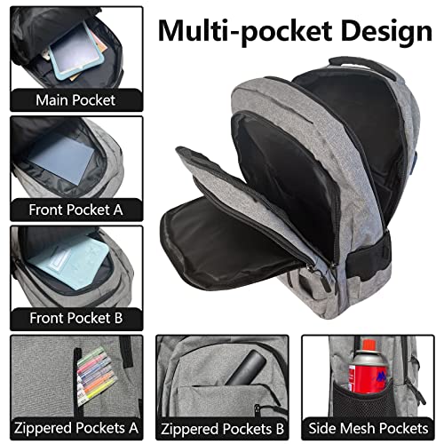 Wesoke Laptop Backpack for Men Women, 17.3 Inch Travel Backpacks Students BookBag with Laptop Compartment for Girl Boy, Business Work Casual Computer Daypack with USB Charging/Headphone Port