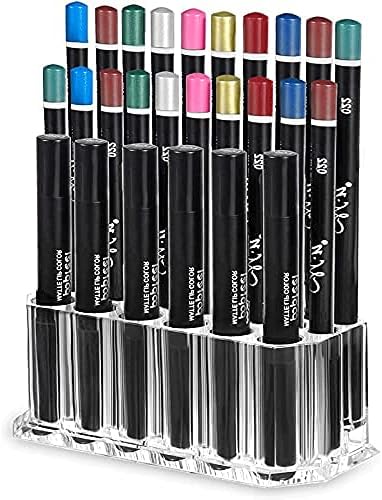 OFRANK Clear Acrylic Makeup Eyeliner Lip Liner Holder Organizer, 26 Slots