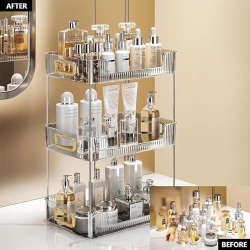 U-HOOME Bathroom Counter Organizer, Countertop Organizer and Storage,Bathroom Shelf Organizer,Cosmetics Skincare Shelf Organizer,Makeup Organizer Perfume for Dresser Vanity Tray, Spice Rack (Clean3)