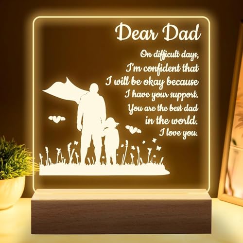 MAKINGTEC Dad Night Light - Engraved 'Best Dad Ever' Gift from Daughter, Birthday/Father's Day/ for Dads Who Have Everything