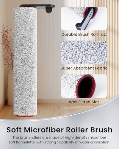 (5 Pieces) Replacement Vacuum Filters Roller Brushes Compatible with Dreame H12 Pro, H12 Dual Wet Dry Vacuum Cleaner Accessories Kit Include 2 Brush Rollers, 3 HEPA Filters Easy Clean
