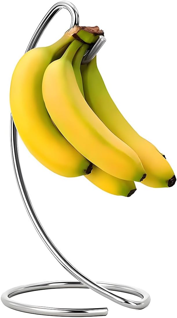 Banana Holder Stand - Stainless Steel Kitchen Counter Tree Hook for Bananas, Grapes & Vine Tomatoes, Prevents Bruising & Extends Freshness