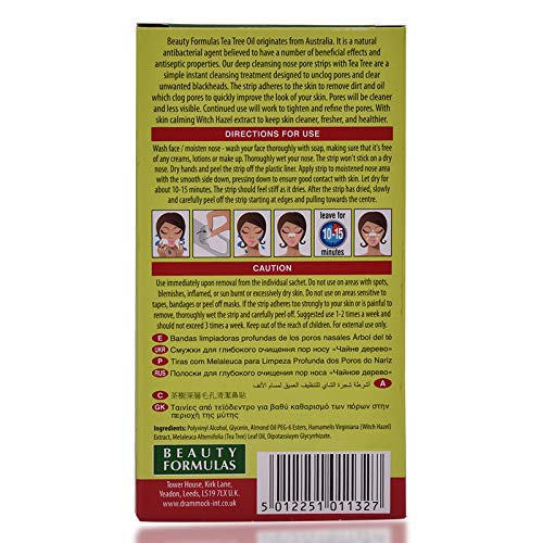 BEAUTY FORMULAS TEA TREE NOSE PORE STRIPS