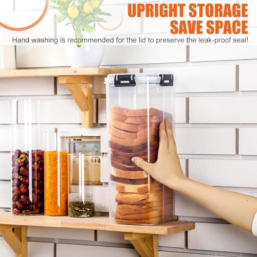 2Pcs Bread Box, Bread Storage Container with Tray for Kitchen Countertop, Plastic Bread Box with Airtight Lid, Loaf Bread Keeper, Sandwich Bread Dispenser, Bread Saver, Bread Holder for Homemade Bread